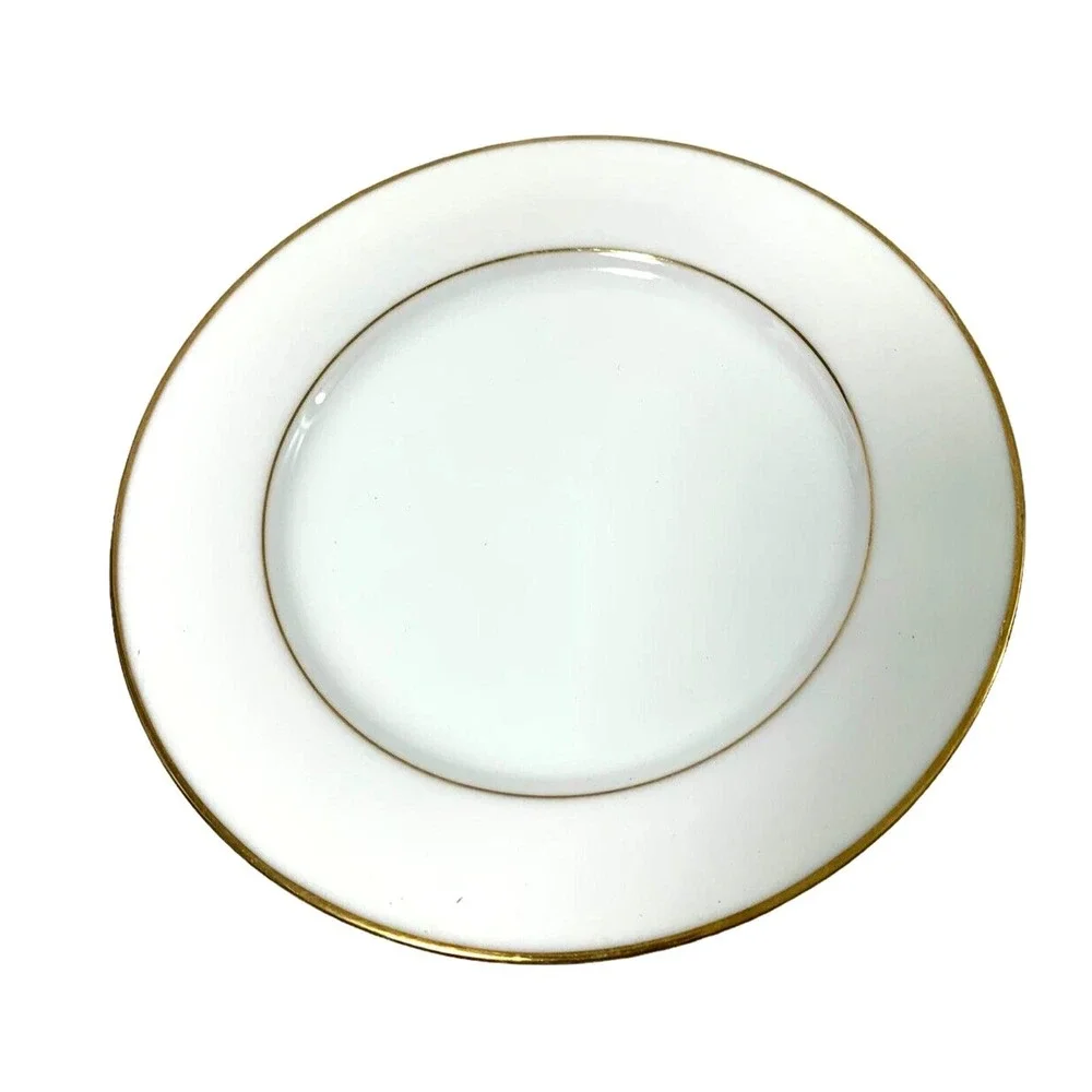 Vintage Noritake China‎ Dessert Plate Dawn 5930 White Goldtone Trim